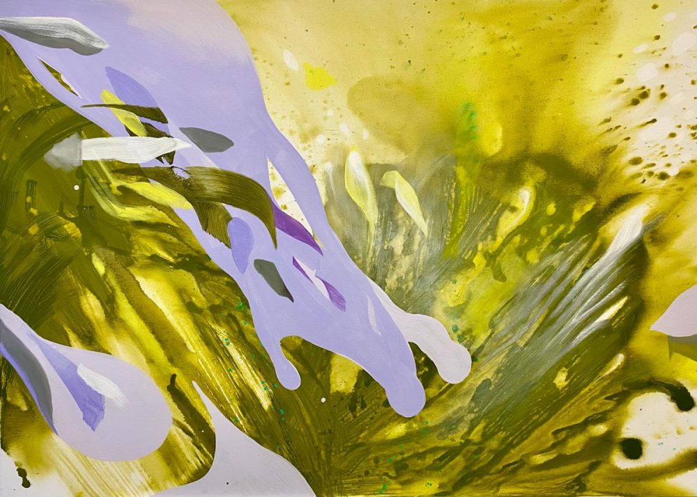 Anne-Jannick, Sonnengesprenkelt, Acryl auf Leinwand, 100 x 140 cm, 2024