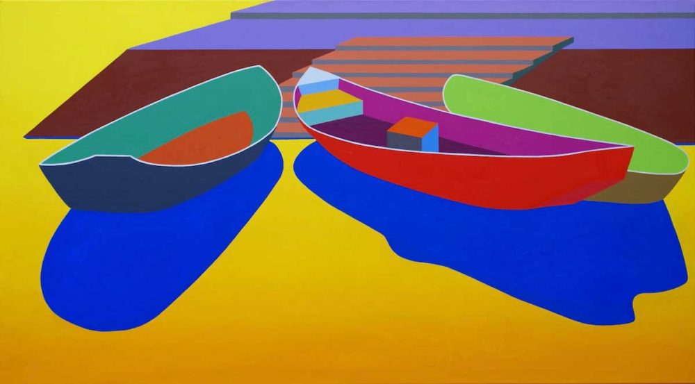 Julia Steinberg, Boote 104, Öl, Leinen, 100 x 180 cm, 2019, VG-Bildkunst 2024