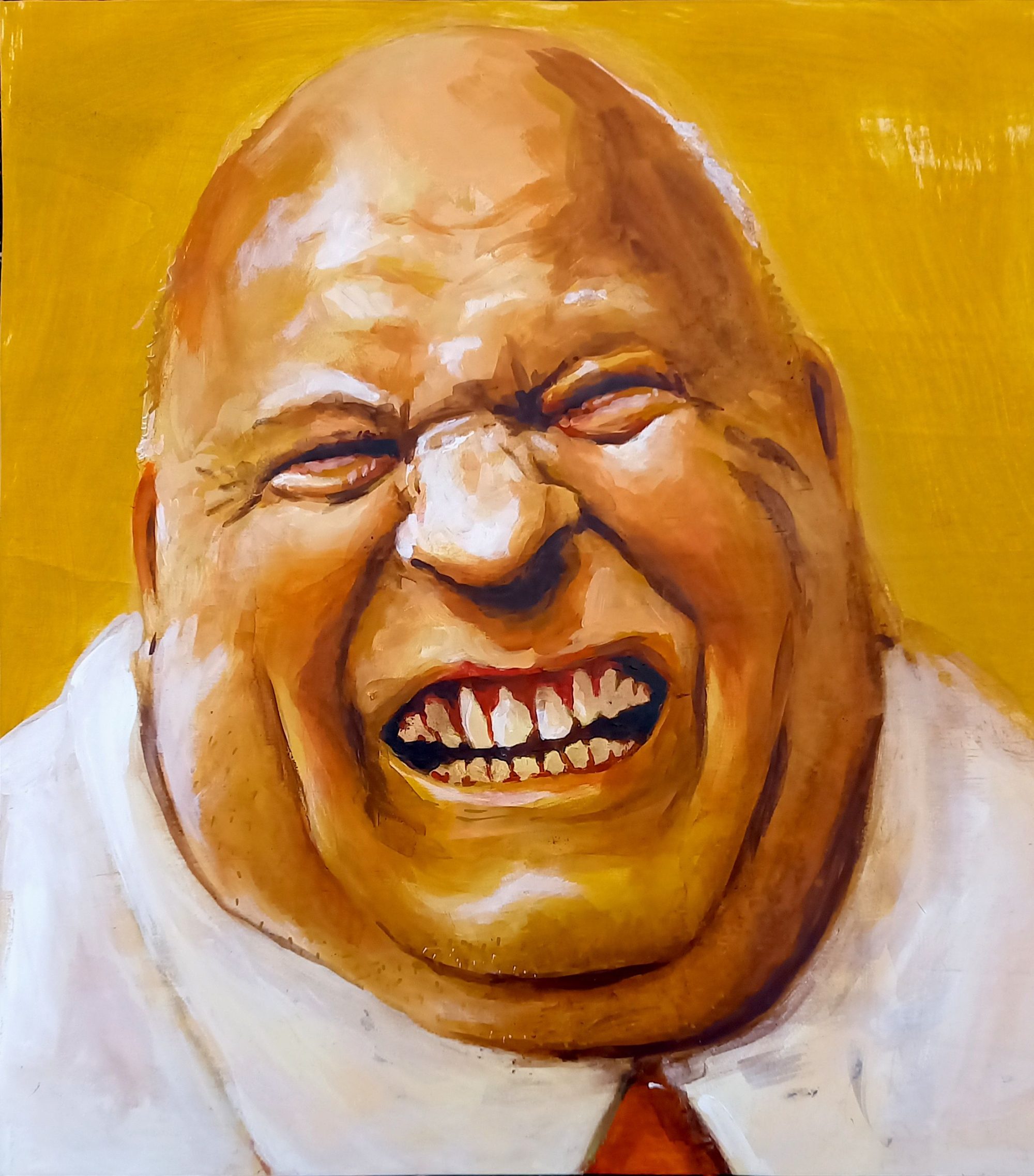 Peka, Lachender Mann, 50x50cm, Aryl auf Leinwand